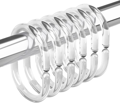 Plastic Shower Curtain Rings, Shower Curtain Hooks, 12 Pcs C Shaped Shower Hooks for Shower Curtain, Clear Shower Curtain Hooks for Bathroom - color: Clear-12pack