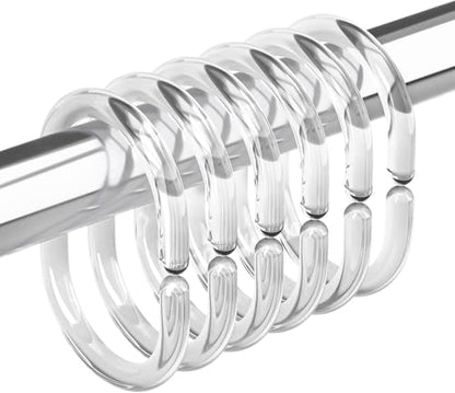 Plastic Shower Curtain Rings, Shower Curtain Hooks, 12 Pcs C Shaped Shower Hooks for Shower Curtain, Clear Shower Curtain Hooks for Bathroom - color: Clear-12pack