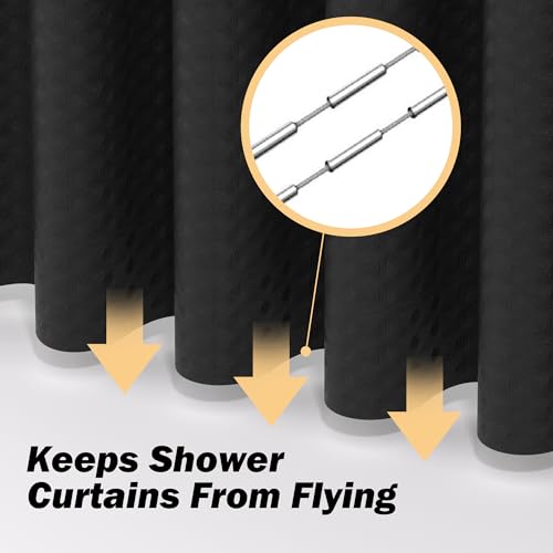 25 PCS Black Bathroom Accessories Set丨Shower Curtain Bathroom Accessory | All-in-One Kit with Shower Curtain,rug,Trash Can,Toothbrush Holder,Toilet BrushSoap Dispenser,Toothbrush Cup,etc for Home - color: Black