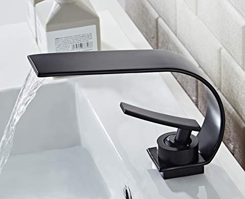 Becola Matte Black Modern Single Hole Bathroom Faucet, Low Arc Brass Ceramic Valve Vanity Sink Faucet, Single Handle 1 Hole / 3 Holes Hot and Cold Water Mixer Tap - color: Matte Black