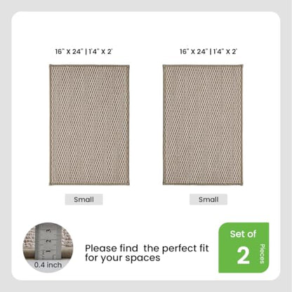 TYUU Bath Mat Set 2 Piece, Thin Bathroom Rugs Non Slip Washable Quick Dry | Non Slip Quick Dry Soft Absorbent Thin Low Pile Bathroom Mats, Washable Bath Rugs 2 Piece Set 16x24 in. Beige - color: Beige, size: 16"x24" + 16"x24"