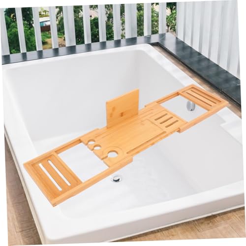 TIDTALEO Bamboo Bath Tray Expandable Bathtub Organizer for Soap Shampoo Body Wash Accessories Stylish Storage Rack for Relaxing Spa Experience