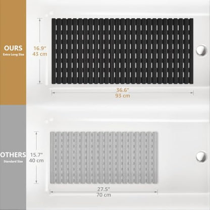 OTHWAY Non Slip Bathtub Mat, Soft TPE Black Shower Mat with Suction Cups | 36.6" x 16.9" Bath Mat for Tub Non Slip, Machine Washable Shower Floor Mat with Drain Holes - color: Black-new