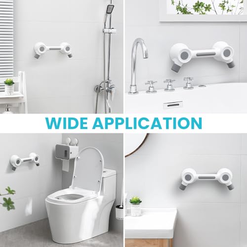 TAILI Shower Grab Bars,Shower Handles,Strong Adhesive,350lbs,2 Pack,Grey | Fits Microcrack Tile,Safety for Bathtubs,Toilet,Elderly&Seniors,Bathroom Grip Rails,No Drilling Removable Waterproof,12.8" - style: 2 Pack-Adhesive