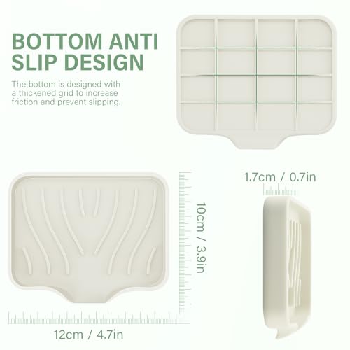 2PCS Self Draining Soap Holder,Spofit Silicone Soap Dish, Suitable for for Kitchen, Bathroom, Shower, Bath Tub,Soap Container (Beige) - color: Beige