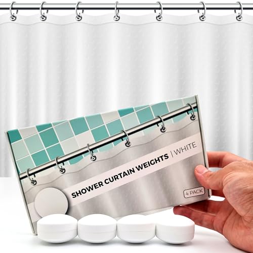 Powerful Anti-Billowing Magnetic Shower Curtain Weights for Splash-Free Bath Experience - 360° Silicone Wrapped - Will Never Rust - Heavy Magnets Prevent Curtain Liners from Blowing | 4 Pairs | White - color: White, size: 4 Standard Pairs