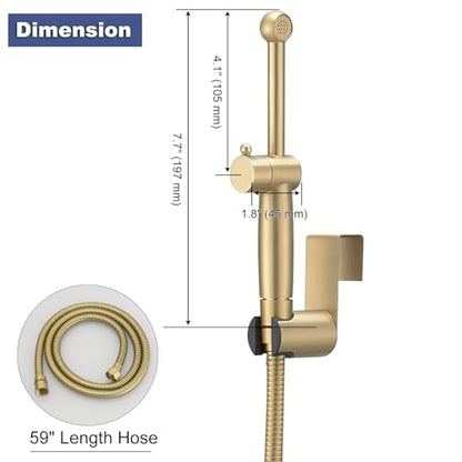 Brushed Gold Bidet Sprayer Set,Handheld Sprayer Set for Toilet | Adjustable Water Pressure,Solid Brass,Multi-use Sprayer for Feminine Care,Cloth Diaper & Pet Washing - color: Gold