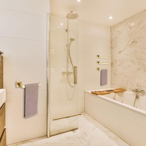 TASTOS Premium Stainless Steel Hand Towel Holder, Square Hand Towel Ring Heavy Duty Wall Mounted Modern Hand Towel Bar for Bathroom Kitchen, Brushed Gold - color: Brushed Gold
