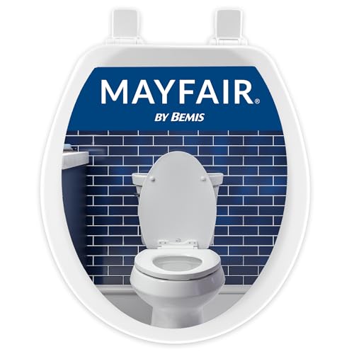 Mayfair Cameron White Toilet Seat, Heavy Duty Wood, Easy Clean, Made in USA, Round - color: White, size: Round
