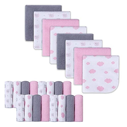 softan Baby Washcloths, 24Pack Baby Wash Cloths Extra Soft & Ultra Absorbent, Baby Towels and Washcloths Face Towel Unisex for Boys Girls Body, Washclothes Gentle on Sensitive Skin, 9x9 Pink Elephant - color: Pink Elephant