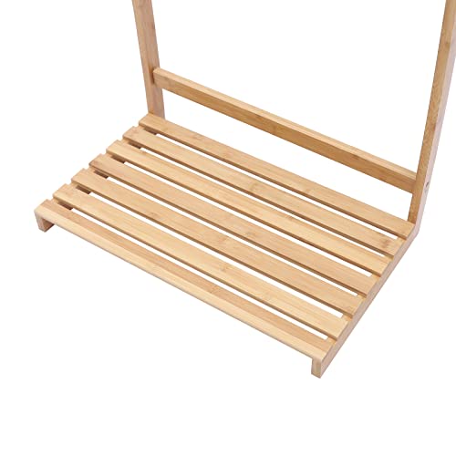 3 Tier Bamboo Towel Rack, Free-Standing Beach Towel Holder, Bath Towel Storage Organizer Shelf for Living Room or Bedroom