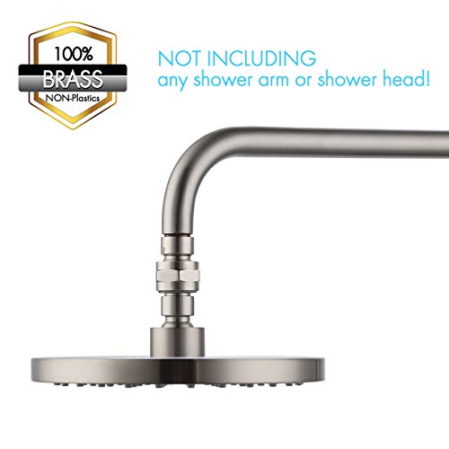 KES Shower Connector Ball Joint Shower Head Swivel Adapter Brass Adjustable | Shower Arm Extension Universal Component Brushed Nickel, PSB101-BN - color: Brushed Nickel