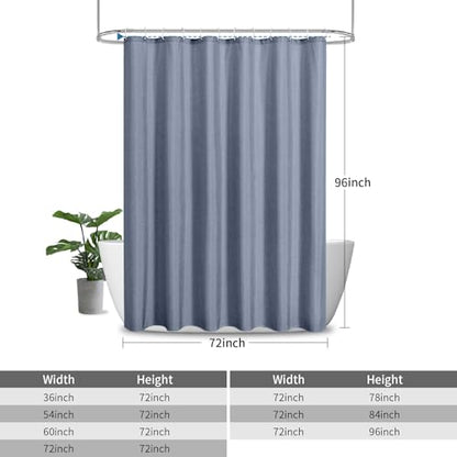 Extra Long Fabric Shower Curtain,No Liner Needed,72x96,Blue Gray | 2-in-1 Design,Linen Textured,100% Waterproof TPU-Laminated Backing,Magnetic Weighted,Machine Washable,For Bathroom,Hotel - color: Blue Grey, size: 72"W x 96"L (Pack of 1)