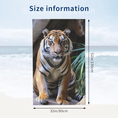 Tiger in the Zoo Bath Towel Super Absorbent Beach Towels Microfiber Bathroom Towel 32 x 52 Inch - color: Tiger in the Zoo