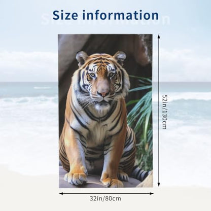 Tiger in the Zoo Bath Towel Super Absorbent Beach Towels Microfiber Bathroom Towel 32 x 52 Inch - color: Tiger in the Zoo