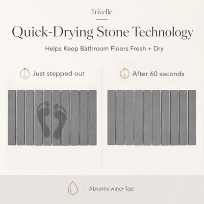Extra Large Stone Bath Mat Made From Diatomaceous Earth, Fast Drying Non Slip Bathroom Rug for Shower, Modern Absorbent Mat with Quick Dry Surface for Bathroom Accessories