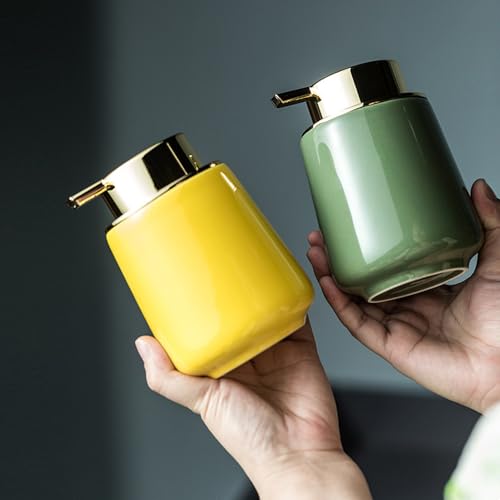 Modern Foam Soap Dispenser for Bathroom, Chic Ceramic Bottle(Green) - color: Green