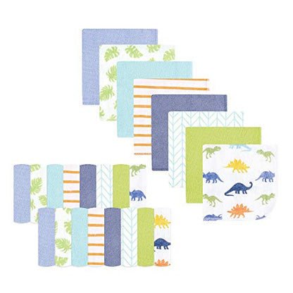 Hudson Baby Unisex Baby Rayon from Bamboo Washcloth Bundle, Dinosaurs, One Size - color: Dinosaurs