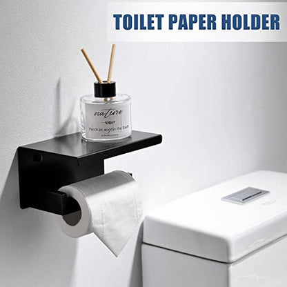 Bathroom Towel Bar Holder Sets Matte Black 4-Piece Bathroom Hardware Set Stainless Steel Bath Accessories Kit. Wall Mounted,23.6 Inch - color: Matte Black, size: 4-Pieces Set-B