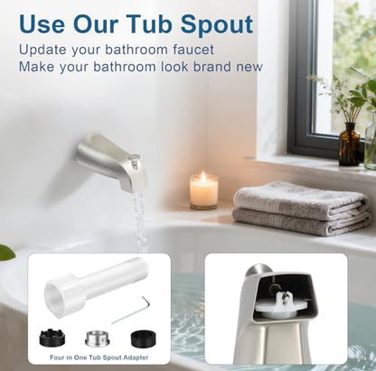 Universal Tub Spout for 1/2" Copper Pipe, 1/2" IPS and 3/4" IPS, Bathtub Faucet with Diverter and Adapter and Hex Wrench (Brushed Nickel) - color: Brushed Nickel