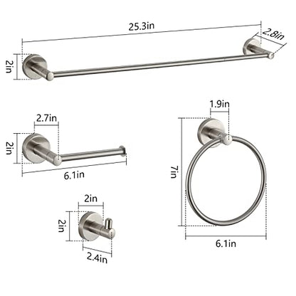 BGL Bathroom Hardware Set Brushed Nickel Bathroom Accessory Set Towel Bar 8 Pieces - color: Brushed Nickel, size: 8 PIECES