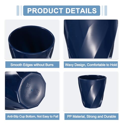uxcell 4 Pcs Simple Toothbrush Cup, 13.5 OZ Reusable Bathroom Tumbler, 2.2 x 3.5 Unbreakable Plastic Cups for Storing Toothpaste Makeup Brush Holder Water Beverages Combs, Dark Blue - color: Dark Blue