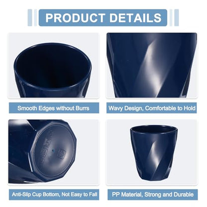uxcell 4 Pcs Simple Toothbrush Cup, 13.5 OZ Reusable Bathroom Tumbler, 2.2 x 3.5 Unbreakable Plastic Cups for Storing Toothpaste Makeup Brush Holder Water Beverages Combs, Dark Blue - color: Dark Blue