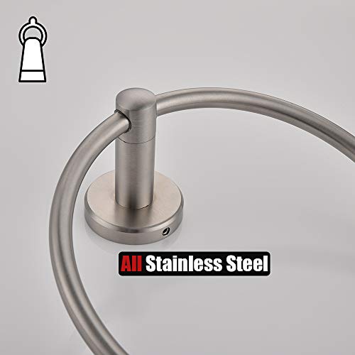 JQK Towel Ring, 304 Stainless Steel Hand Towel Holder for Bathroom, Brushed Finished Wall Mount, TR130-BN - color: Brushed