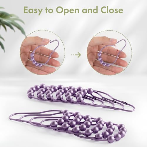 Shower Curtain Hooks, Rust Resistant Purple Shower Curtain Hooks for Bathroom, Stainless Steel Glide Shower Hooks Hangers for Bathroom Shower Rods Curtains, Set of 12 Hooks, Greyish-Purple - color: Greyish-purple, style: Single Hooks