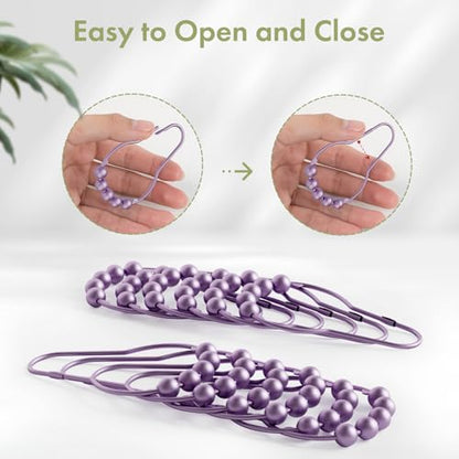 Shower Curtain Hooks, Rust Resistant Purple Shower Curtain Hooks for Bathroom, Stainless Steel Glide Shower Hooks Hangers for Bathroom Shower Rods Curtains, Set of 12 Hooks, Greyish-Purple - color: Greyish-purple, style: Single Hooks