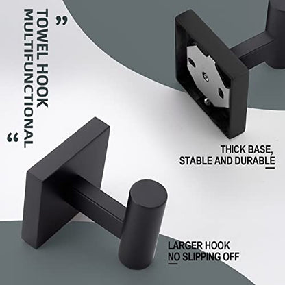 KOKOSIRI Robe Hook Bathroom Towel Coat Hooks Matte Black for Bath Kitchen Wall 3 Pack Stainless Steel B1013BK-P3 - color: Matte Black, size: 3 Pack