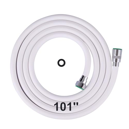 Shower Hose, 101 Inches Extra Long Shower Head Hose Extension for Bathing Toilet Cleaning Dogs Bathroom Bathing White Handheld Shower - color: White, size: 101inch