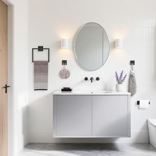 TURS Black 3-Piece Towel Holder Set Towel Ring Toilet Paper Holder Towel Hook, Stainless Steel Bathroom Hardware Set, Wall Mounted. - color: Black