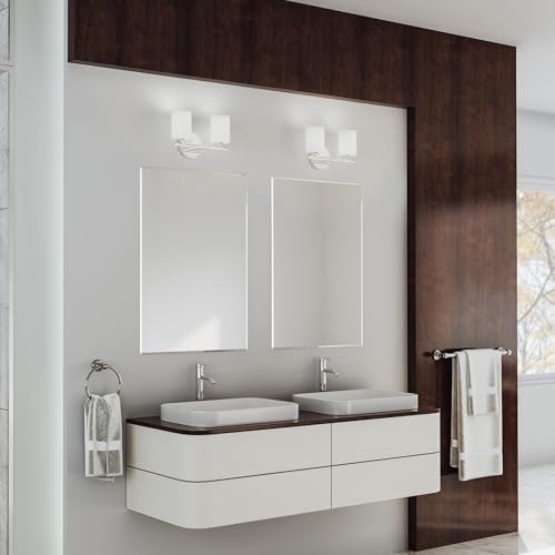 Replay Collection 2-Light Etched White Glass Modern Bath Vanity Light Polished Nickel - color: Polished Nickel, size: 2-Light
