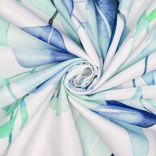 KAIRA Fresh Style Blue Eucalyptus Shower Curtain, Watercolor Plant Leaves with Floral Bathroom Shower Curtain,72 x 72 Inches, Easy to Clean Waterproof Polyester Fabric Includes 12 Hooks - color: Blue