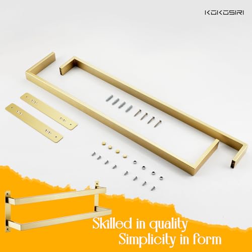 KOKOSIRI Bath Towel Bars Bathroom 2-Tiers Ladder Brushed Gold Towel Rails 24 Inches Towel Holders Wall Mounted Towels Shelves Rack Stainless Steel, B5008BG-L24 - color: Brushed Gold, size: 24-Inch