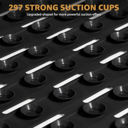 OTHWAY Non Slip Bathtub Mat, Soft TPE Black Shower Mat with Suction Cups | 36.6" x 16.9" Bath Mat for Tub Non Slip, Machine Washable Shower Floor Mat with Drain Holes - color: Black-new