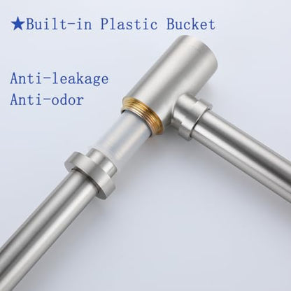 Basin Bottle Trap Brushed Nickel Sink Bathroom Waste Pipe 1-1/4 inch Slip Inlet Drain Tube Adjustable P-Trap Drain Pipe,SW-83888BN-L2. - color: T03-Brushed Nickel