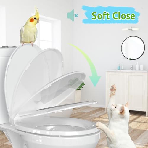 Toilet Seat Round 16.5 Inch, Quick Release & Soft Close, Anti-Slip Never Loosen, Easy Clean, White, PP Material - color: White, size: Updated Quick-Release
