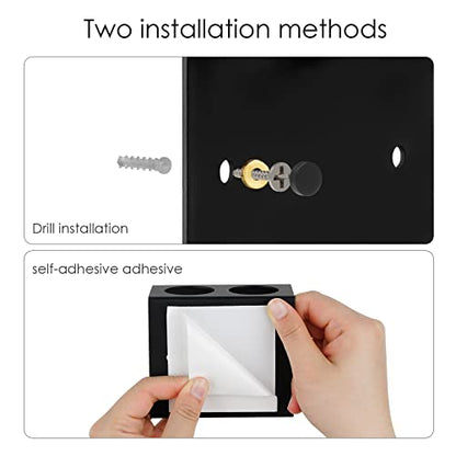 Electric Toothbrush Holder Wall Mount 2-Slot, Black | Adhesive or Wall Screws Install, Stainless Steel, Fits Handles Under 1.38 in Diameter - color: Black, size: 2-Slot