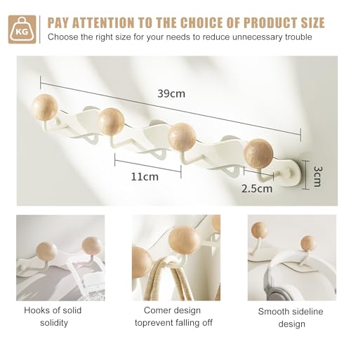 Coat Hooks for Wall, Key Holder Wall Mount, Coat Rack Wall Mount, Wall Hooks for Coats, Hooks for Hanging Hat Towel Purse Robes Mudroom Bathroom Entryway, Beige - color: White-Wall