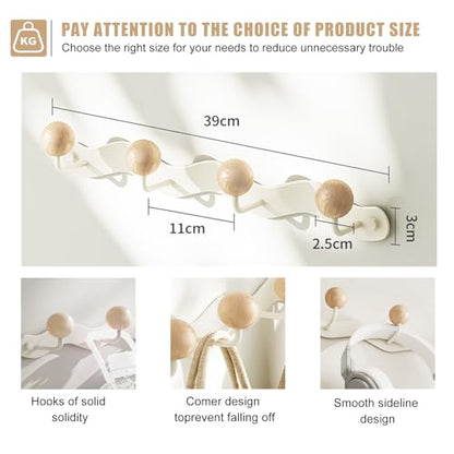 Coat Hooks for Wall, Key Holder Wall Mount, Coat Rack Wall Mount, Wall Hooks for Coats, Hooks for Hanging Hat Towel Purse Robes Mudroom Bathroom Entryway, Beige - color: White-Wall
