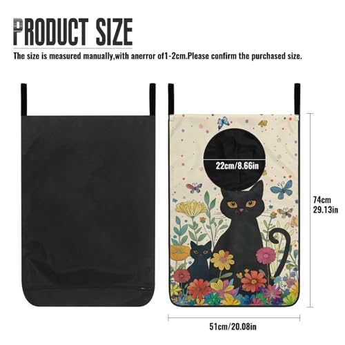 ZOUTAIRONG Black Cat Flower Hanging Laundry Hamper Kids Girls Laundry Basket Laundry Hamper Space Saving Home Storage Organizer Clothes Hampers - color: Black Cat Flower