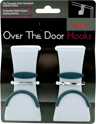 Bexter 4-Pack Over-Door Hooks – Heavy-Duty Plastic with Non-Slip Rubber Grip & Door Protection