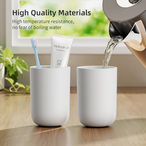 MOPMS Toothbrush Cup 13oz 380ml, Unbreakable Reusable Bathroom Tumbler 1Pc, Non-Slip Plastic Bathroom Cup Toothbrush Holders for Bathroom, Grey - color: Grey-1pc