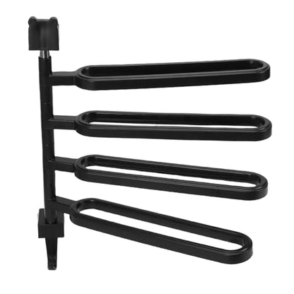 Buachois Swivel Towel Bar, 4 Arm Wall Mounted Rotating Towel Rack Holder with Hooks ABS Black for Bathroom Kitchen Balcony (4 Rods) - color: 4 Rods