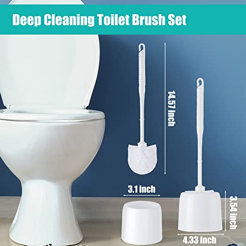 Roshtia 6 Sets Toilet Brush and Holder Set for Bathroom Cleaning Toilet Bowl Brush Scrubber with Caddy for Cleaning, 14.57 Height(White) - color: White