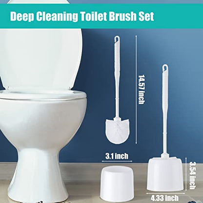 Roshtia 6 Sets Toilet Brush and Holder Set for Bathroom Cleaning Toilet Bowl Brush Scrubber with Caddy for Cleaning, 14.57 Height(White) - color: White