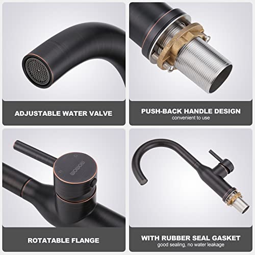 WOWOW 1 Hole Bar Faucet Single Handle Bar Sink Faucet Oiled Rubbed Bronze RV Kitchen Faucet with Supply Hose Small Kitchen Tap - color: Oiled-Rubbed Bronze