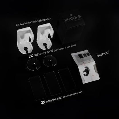 2 Pack Metal Electric Toothbrush Holder for Bathroom, Slot for Charger, Wall Mount with No Residue Nano Adhesive, Comptible with Oral-B, Sonicare Tooth Brush - (White) - color: White-2pcs